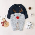Surpyjama imprimé renne tricoté à la main pour bébé Bleu roi 18 mois CHINA