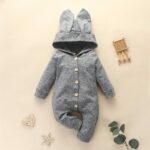 Surpyjama lapin en polyester à manches longues pour bébé Grise 0-3mois