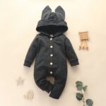 Surpyjama lapin en polyester à manches longues pour bébé Noire 0-3mois