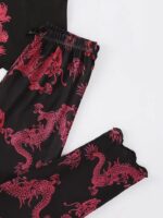 Surpyjama léger en polyester à imprimé dragon chinois pour femme_5