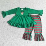 Surpyjama léger vert pour bébé à motif renne_9