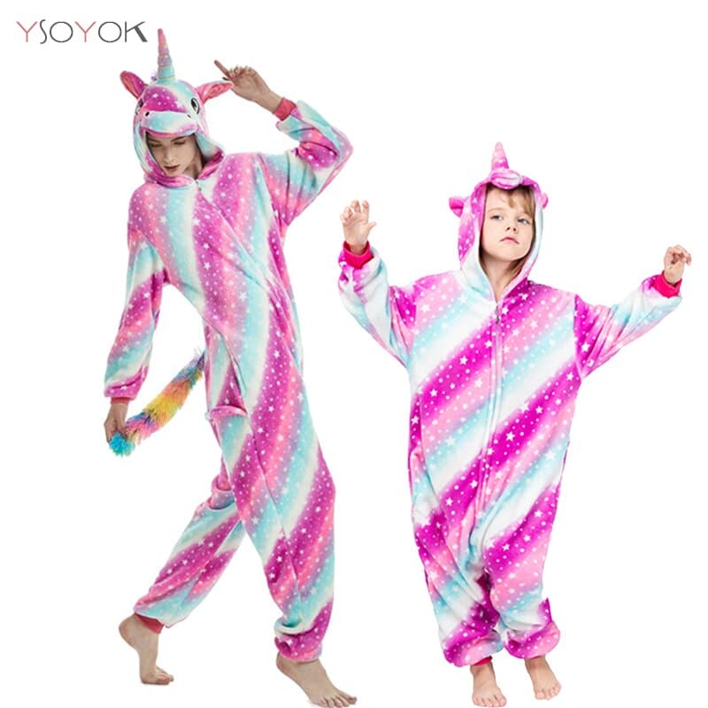 Surpyjama licorne épais et chaud pour ado en coton 88-100CM_