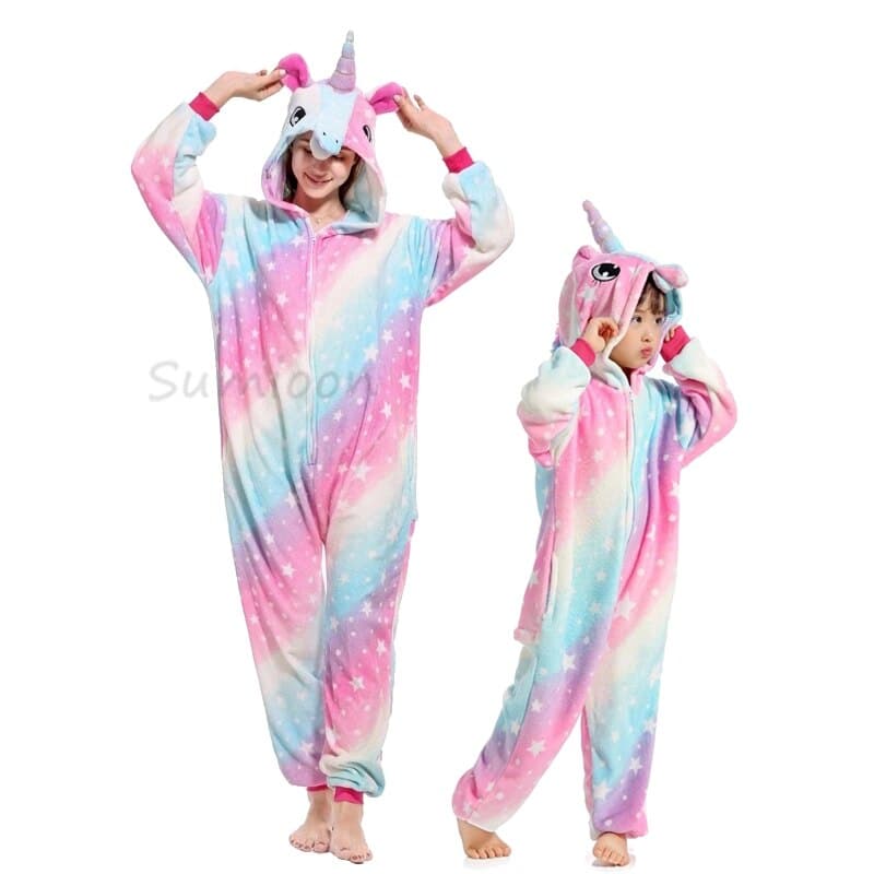 Surpyjama licorne épais et chaud pour ado en coton 88-100CM__