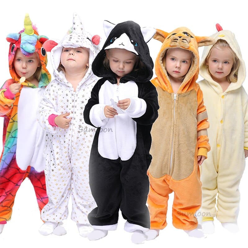 Surpyjama loup avec queue en coton à manches longues pour enfant_4