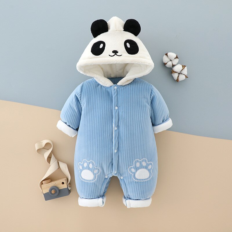 Surpyjama panda avec capuche pour nouveau-né en coton Bleu 18 mois