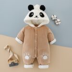 Surpyjama panda avec capuche pour nouveau-né en coton Khaki 18 mois