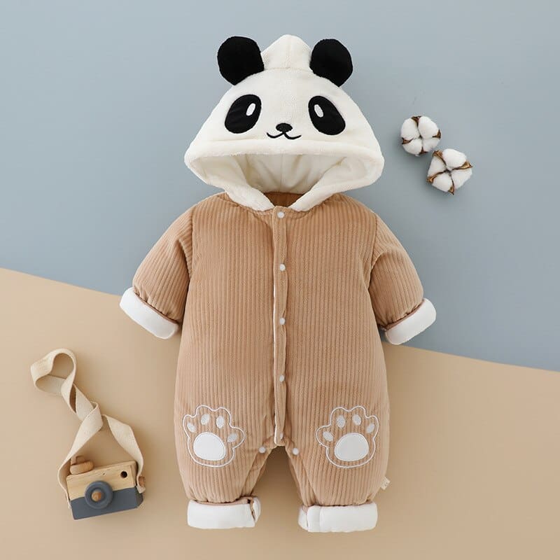 Surpyjama panda avec capuche pour nouveau-né en coton Khaki 18 mois