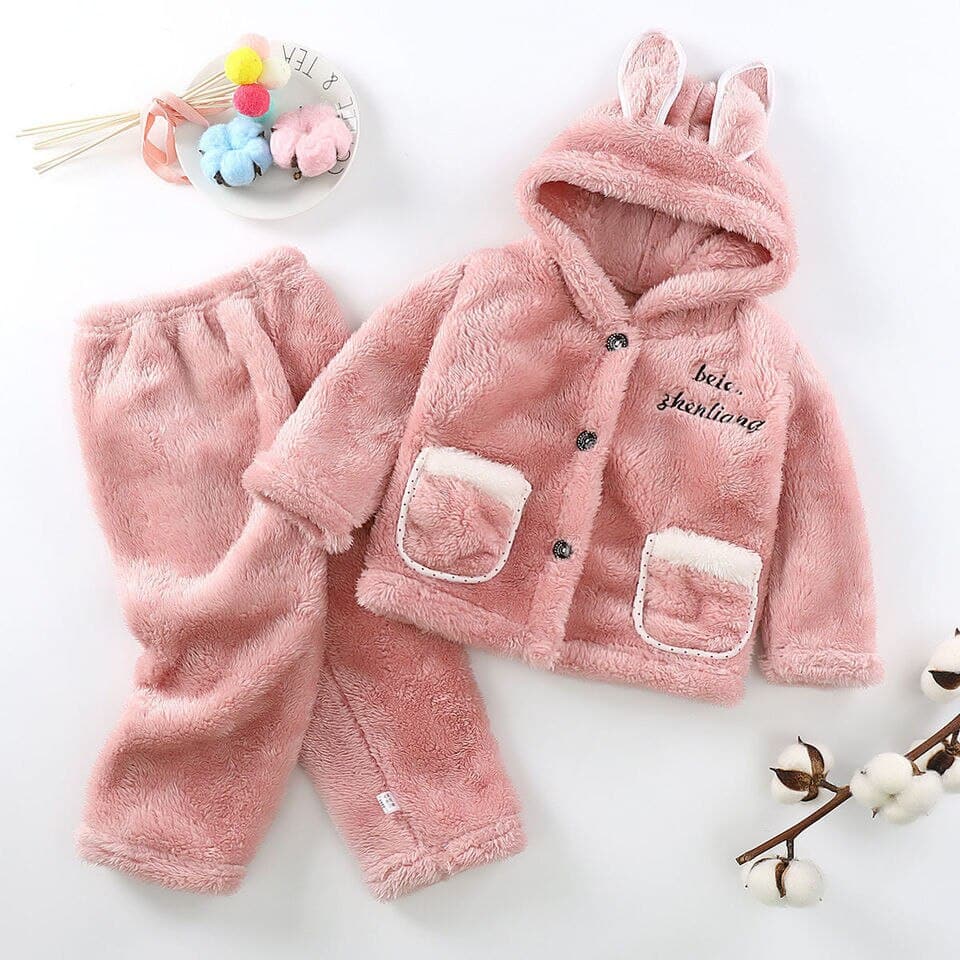 Surpyjama polaire à capuche en molleton de corail pour enfant Rose 9 -12mois