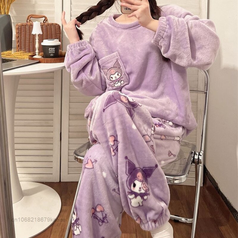 Surpyjama polaire en molleton de corail doux pour femme_5