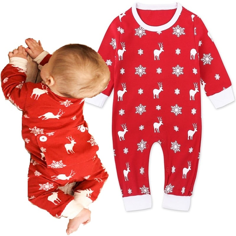 Surpyjama pour bébé en pur coton avec un renne rouge