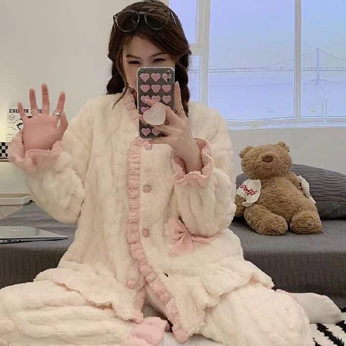 Surpyjama pour femme en molleton de corail polaire Beige M