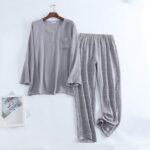 Surpyjama pour homme à carreaux en crêpe de coton Grise claire XL