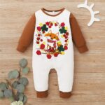 Surpyjama renard en coton doux à manches volantes pour bébés Marron 9-12 mois