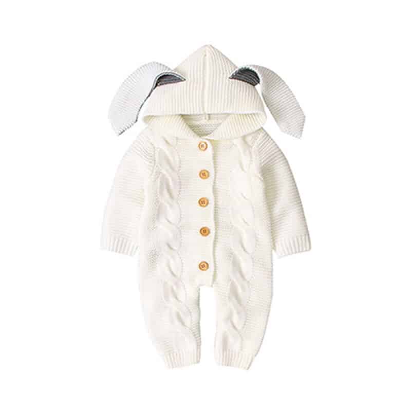Surpyjama tricoté à capuche avec oreilles de lapin pour bébé_17