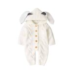 Surpyjama tricoté à capuche avec oreilles de lapin pour bébé Blanche 3mois