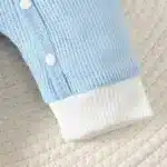surpyjama bébé en coton gaufré bleu avec broderie ourson.