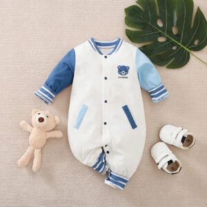 combinaison bébé bleue et blanche logo teddy bear bleu i love mummy