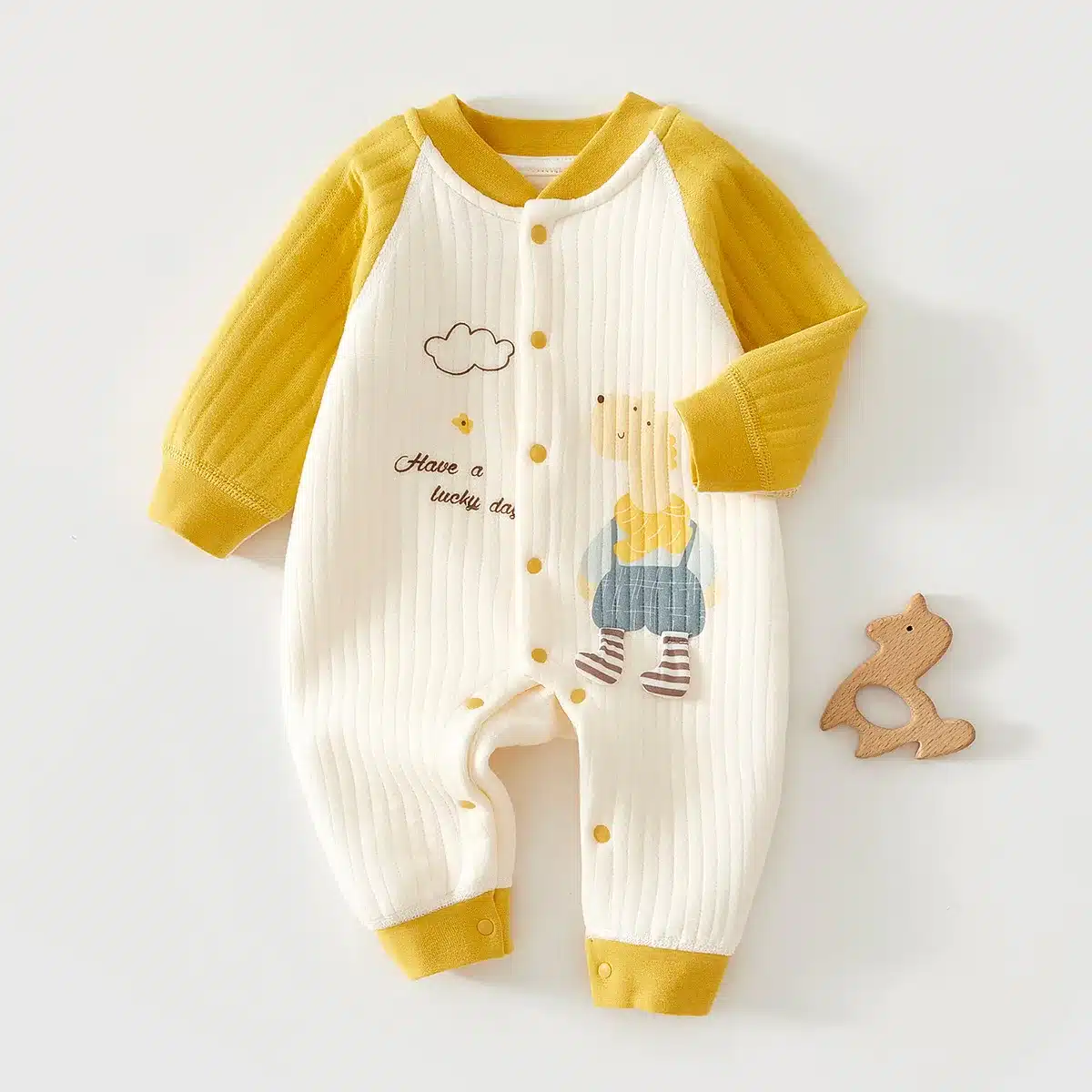 Combinaison bébé coton motifs animaux mignons (lapin, ours, cerf) – Image 1