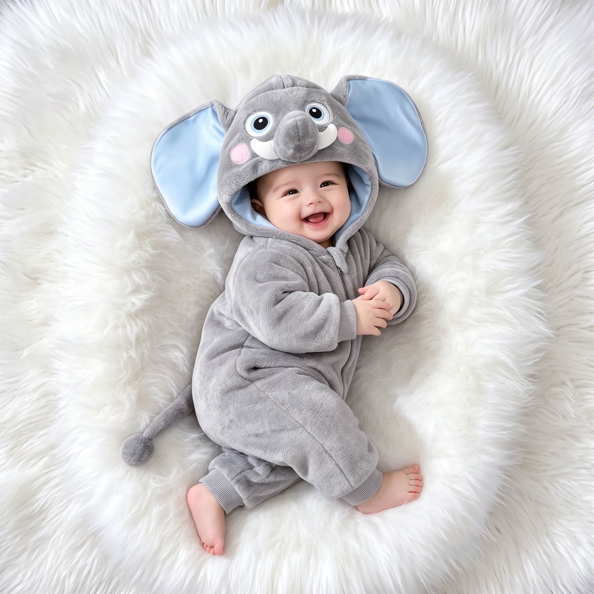 surpyjama barboteuse bébé éléphant gris à capuche
