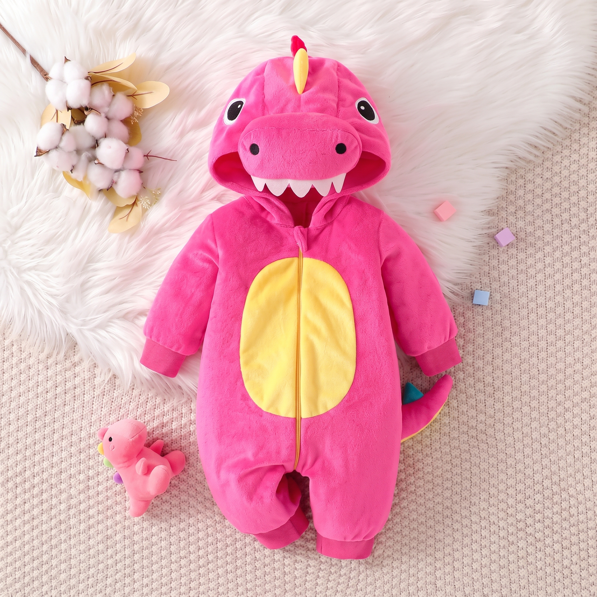 surpyjama combinaison capuche dinosaure rose